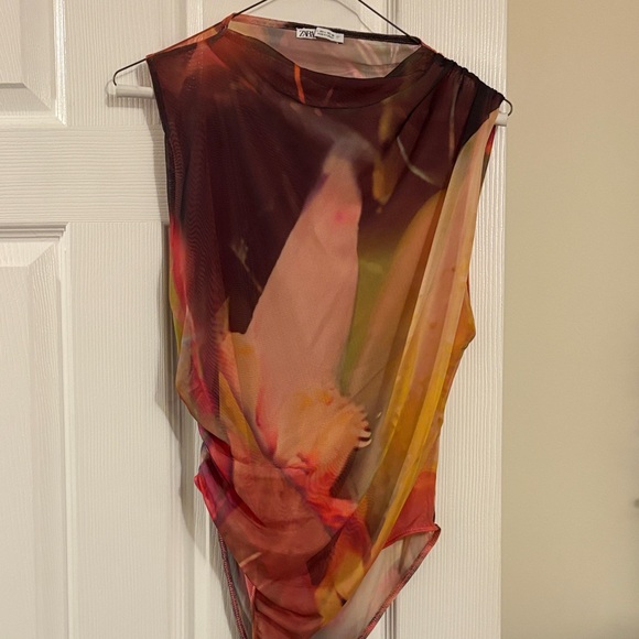Zara Tops - Zara Multicolor Abstract Bodysuit